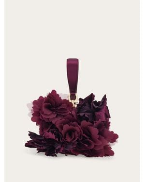 Ferragamo Donna Mini Clutch Con Piume - Viola