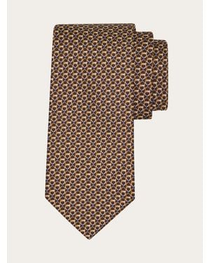 Ferragamo Gancini Links Print Silk Tie - Natural