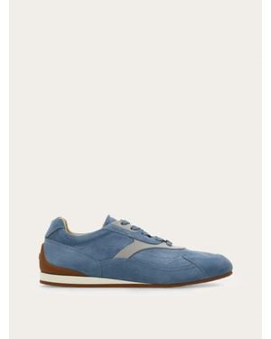Ferragamo Hommes Sneaker En Suède Gris Taille .5 - Bleu