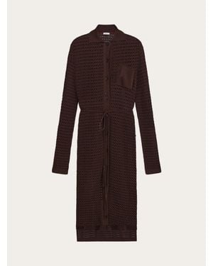 Ferragamo Knitted Shirt Dress - Brown