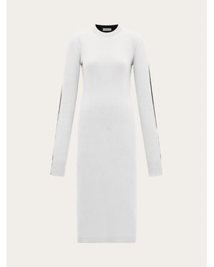 Ferragamo Two Tone Knitted Dress - White