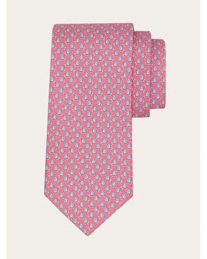 Ferragamo Penguin Print Silk Tie - Pink