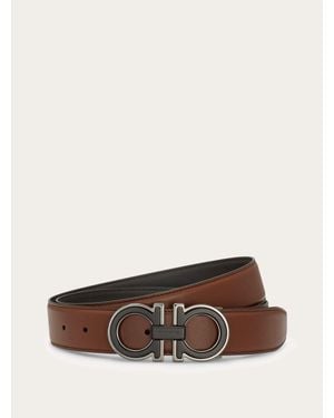 Ferragamo Reversible And Adjustable Gancini Belt - Brown