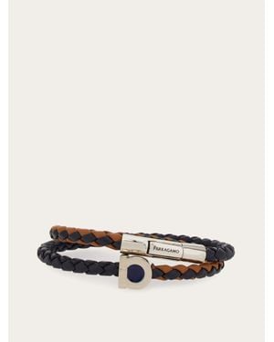 Ferragamo Hommes Bracelet Avec Gancini Argent - Blanc