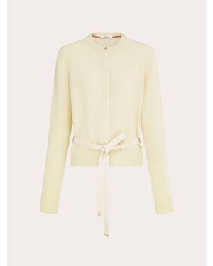 Ferragamo Mujer Cárdigan Con Cinturón Blanco - Neutro