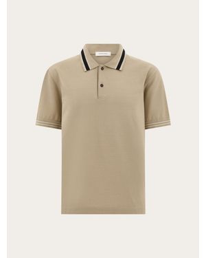 Ferragamo Short Sleeve Polo Shirt - Natural