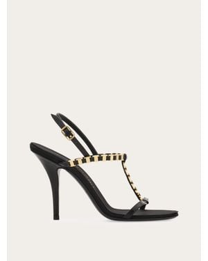 Ferragamo Vara Chain T-Strap Sandal - Natural