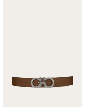 Ferragamo Adjustable & Reversible Gancini Leather Belt - Brown