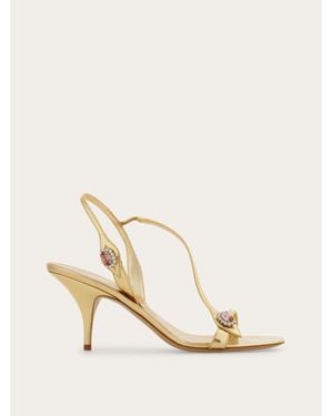 Ferragamo Crystal Embellished Sandal - Natural