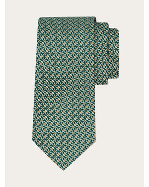 Ferragamo Gancini Print Silk Tie - Green