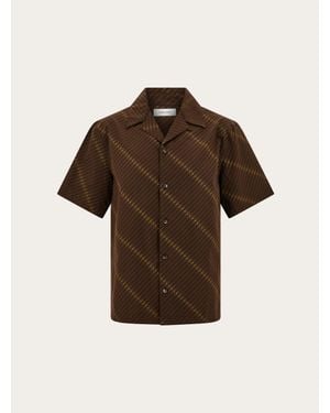 Ferragamo Short Sleeve Bowling Shirt - Brown