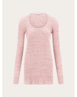 Ferragamo Long-Sleeved Linen Mini Dress - Pink