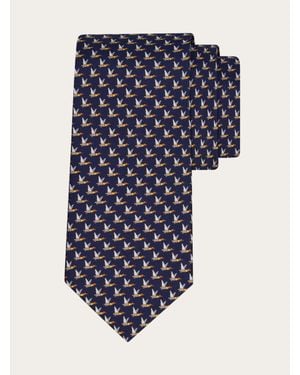 Ferragamo Mallard Print Silk Tie - Blue