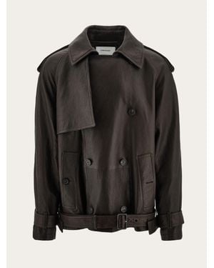 Ferragamo Textured Leather Jacket - Black