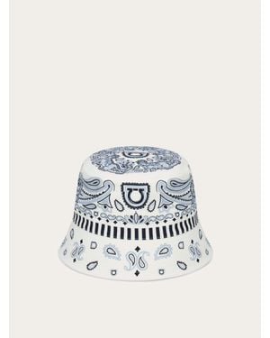 Ferragamo Arabesque Print Cloche - White