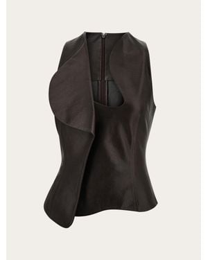 Ferragamo Leather Gilet - Black