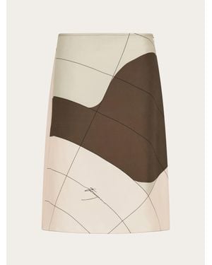 Ferragamo Printed Silk Skirt - Natural