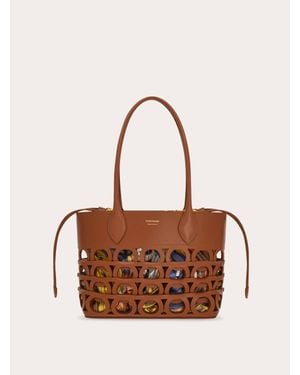 Ferragamo Gancini Tote Bag (S) - Brown