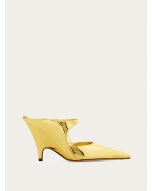 Ferragamo Donna Mule Zeppa Sagomata Taglia - Metallizzato
