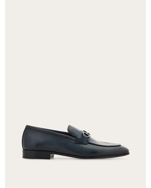 Ferragamo Moccasin With Gancini Ornament - Blue