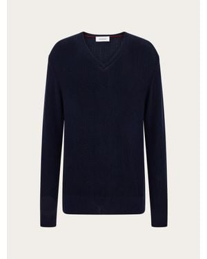 Ferragamo V-Neck Jumper - Blue