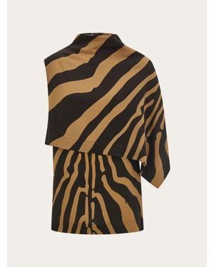 Ferragamo Sleeveless Animal Print Top - Brown