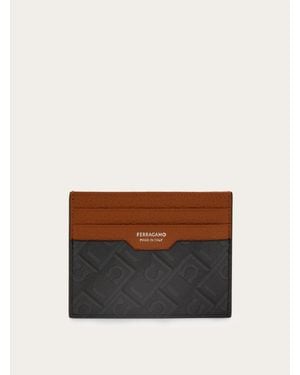 Ferragamo Uomo Porta Carte Di Credito Monogram - Bianco