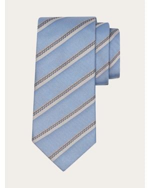 Ferragamo Regimental Jacquard Silk Tie - Blue
