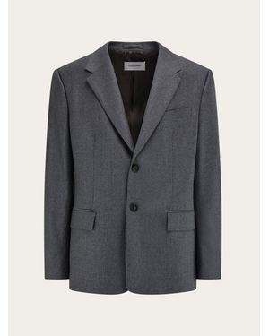 Ferragamo Single Breasted Flannel Blazer - Black