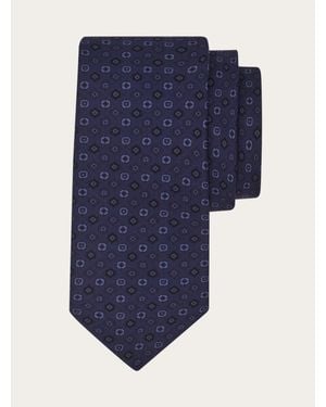 Ferragamo Micro Pattern Silk Tie - Blue