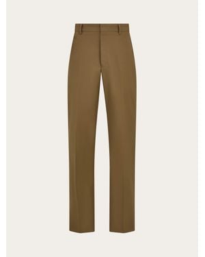 Ferragamo Cotton Canvas Trouser - Natural