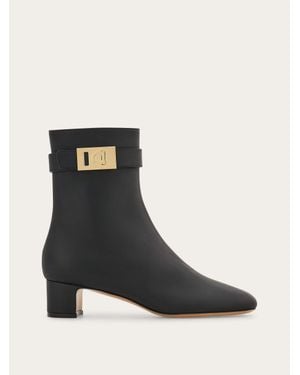 Ferragamo Hug Buckle Ankle Boot - Black