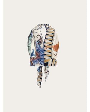 Ferragamo Giada Print Triangle Top - White