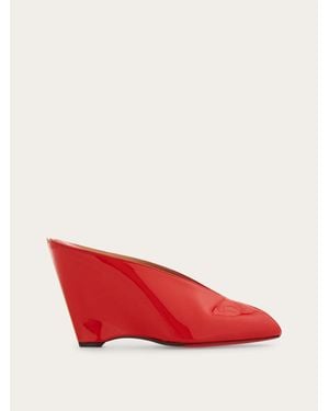 Ferragamo Peep Toe Mule - Red