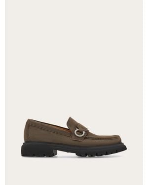 Ferragamo Loafer With Gancini Ornament - White