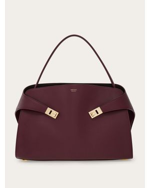 Ferragamo Hug Soft Bicolour Shoulder Bag (L) - Purple