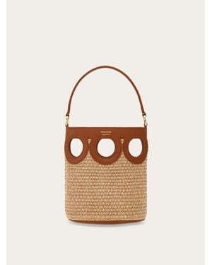 Ferragamo Gancini Outline Bucket Bag (Xs) - Natural