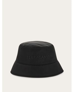 Ferragamo Uomo Cappello Con Firma Ricamata - Nero