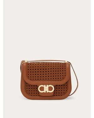 Ferragamo Double Gancini North-South Crossbody Bag (Xs) - Brown