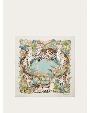Ferragamo Cheetahs Print Silk Scarf - Natural