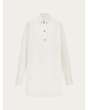 Ferragamo Cotton And Silk Shirt Dress - Natural