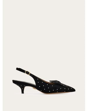 Ferragamo Slingback With Bow Detail - Natural