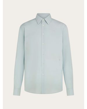 Ferragamo Hombre Camisa De Popelín Elástico Azul