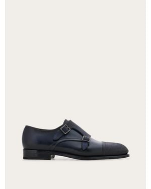 Ferragamo Herren Double-Monk „Tramezza“ Größe .5 - Blau