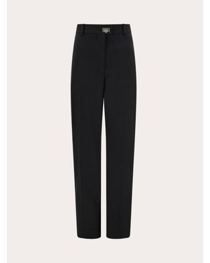 Ferragamo Cashmere Blend Tailored Trouser - Black