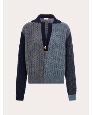Ferragamo Damen Zopfpullover - Blau