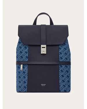 Ferragamo Hommes Sac À Dos Avec Boucle Gancini Monogram Bleu
