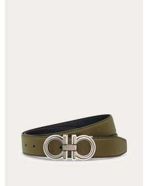 Ferragamo Reversible And Adjustable Gancini Belt - Green