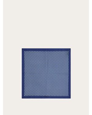 Ferragamo Tournament Print Silk Pocket Square - Blue