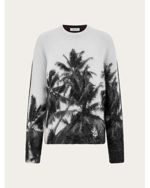 Ferragamo Crew Neck Sweater With Trinidad Print - Multicolor